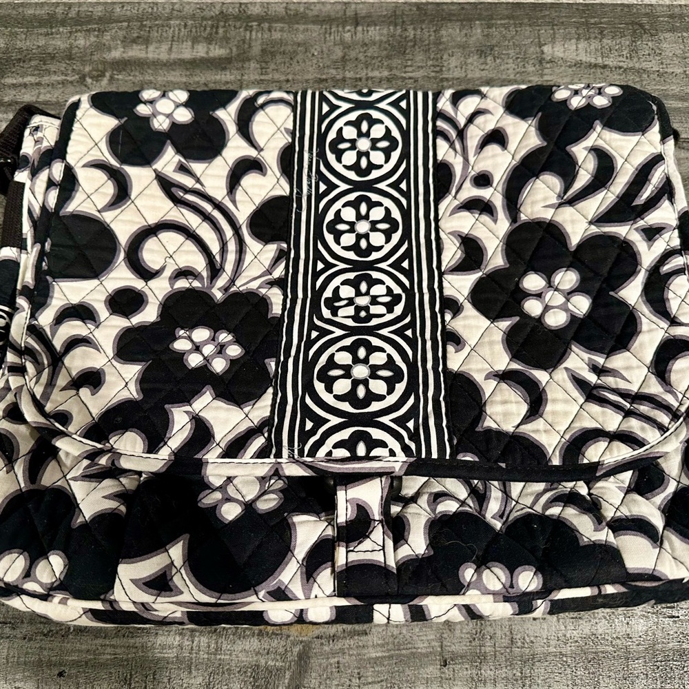 Vera Bradley Black and White Adorable Flower Laptop Bag